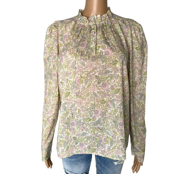 House Of Harlow 1960 Josepha Peasant Blouse Mock Neck Size M - Picture 1 of 8